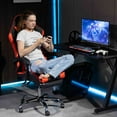 thumbnail image 5 of WENTUM Gaming Chair with Massage Lumbar Support - Ergonomic Video Game Chair for Adults, Adjustable Headrest & Footrest, 90-135° Recline, 360° Swivel, Red, 5 of 8