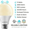 thumbnail image 7 of Luxrite A19 LED Dusk to Dawn Motion Sensor Security Light Bulb 3000K Soft White 800 Lumens UL Listed E26 4-Pack, 7 of 7
