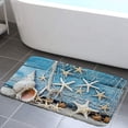 thumbnail image 3 of Cortina de ducha de estrellas de mar y conchas marinas, decoración de juego de baño costero rústico Teal, decoración de baño de tela de poliéster impermeable para la vida marina mundial Feliz Sencillez, 3 of 5