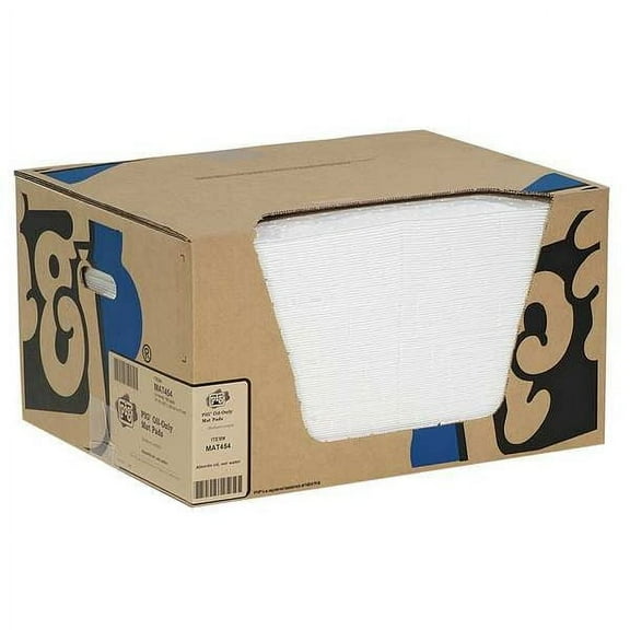 Pig Sorbent Pad, 17 gal, 15 in x 20 in, Oil, White, 100 PK MAT454