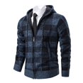 thumbnail image 2 of Men's Shacket Jacket Plaid Solid Color Zipper Pockets Long Sleeve Hooded Fashion Coat Outwear, 2 of 5