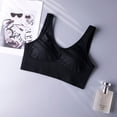 thumbnail image 5 of Women's Sports Bras Yoga Solid Sleeveless Cold Shoulder Casual Tanks Blouse Tops Intimates Sports Bras for Women Black 2XL, 5 of 5