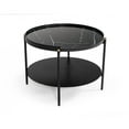 thumbnail image 2 of Modern Black Marble Painted Round Metal Coffee Table, 2 of 4
