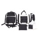 thumbnail image 1 of Conjunto de mochila de lona para estudiantes, mochila informal con bolsillo con cremallera y almacenamiento multifuncional de lona, color negro con colgante, 1 of 15