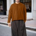 thumbnail image 2 of Curuila Mens T Shirt Long Sleeve Solid Color Crew Neck Pullover For Men Loose Fit Comfortable Tops Yellow Size L, 2 of 4