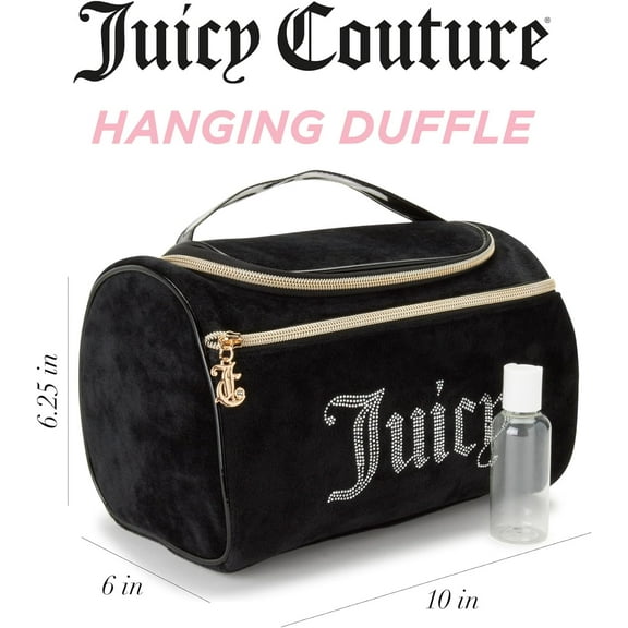 Makeup Bag Cosmetics Organizer Travel Essentials Hanging Duffel Velour Rhinestones Black
