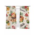 thumbnail image 2 of Sheer Curtains 72 Inches Long 2 Panels, Watermelon Coconut Straw Hat on Linen Rod Pocket Curtain Voile Draperies, Summer Tropical Light Filtering Window Treatment for Living Room Kitchen Bedroom, 2 of 8