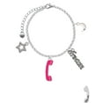 thumbnail image 2 of Delight Jewelry Hot Pink Telephone Silvertone Dream Big Charm Bracelet, 7.5+2" Extender, 2 of 4