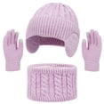 thumbnail image 2 of Sales Today Hat, Scarf & Glove Sets for Women Men GIJNRIUIUA Under $9 3 Pcs Kids Winter Hat Gloves Scarf Set Toddler Knitted Beanie Hat Neck Warmer Mittens Fleece Lined Set for Boys and Girls Purple, 2 of 6