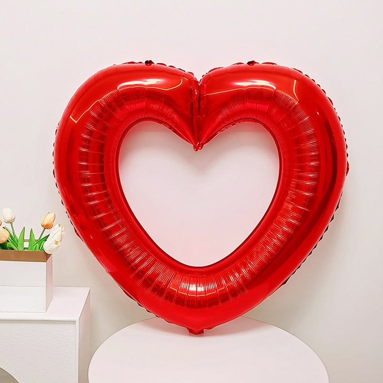 6 Pack 32 Inch Large Heart Shaped Foil Balloons - Red Mylar Balloons For Valentine's Day, Wedding, Anniversary