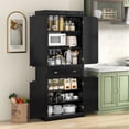 thumbnail image 2 of Costway Armario Despensa de 4 Puertas de 183 cm, Armario Alto Despensa de Cocina con Cajón y Estantes Ajustables, Aparador Independiente para Comedor, Sala de Estar, Pasillo, Negro/Marrón/Gris/Blanco, 2 of 6