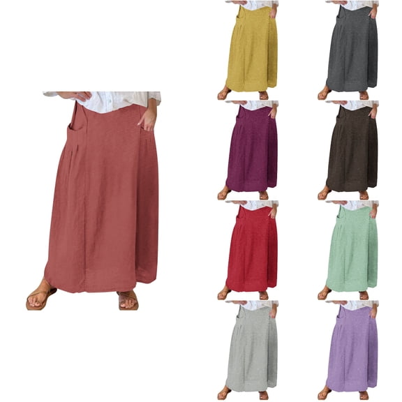 Antinious Winter Skirts for Women,Skirts for Women Trendy,Dresses for Women Fashion - Long Solid With Pocket d Loose Dress,Black,L