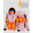 thumbnail image 3 of Fuklindy Graphene Heated Jacket for Women with Battery, 12V Fast Charge 18400mAh Large Capacity Winter Outdoor Lightweight Heating Jackets Pink, 3 of 5