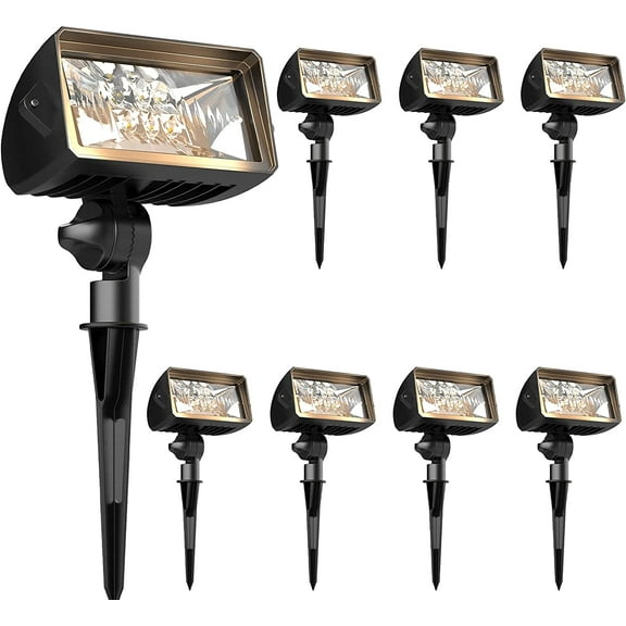 GOODSMANN Lighting 8PK LED Wall Wash Flood Landscape Lighting 18W 1000 Lumens Die-Cast Aluminum Outdoor Lights Weatherproof 2700K Warm Lights Low Voltage Lights Brown 9920-4675-08