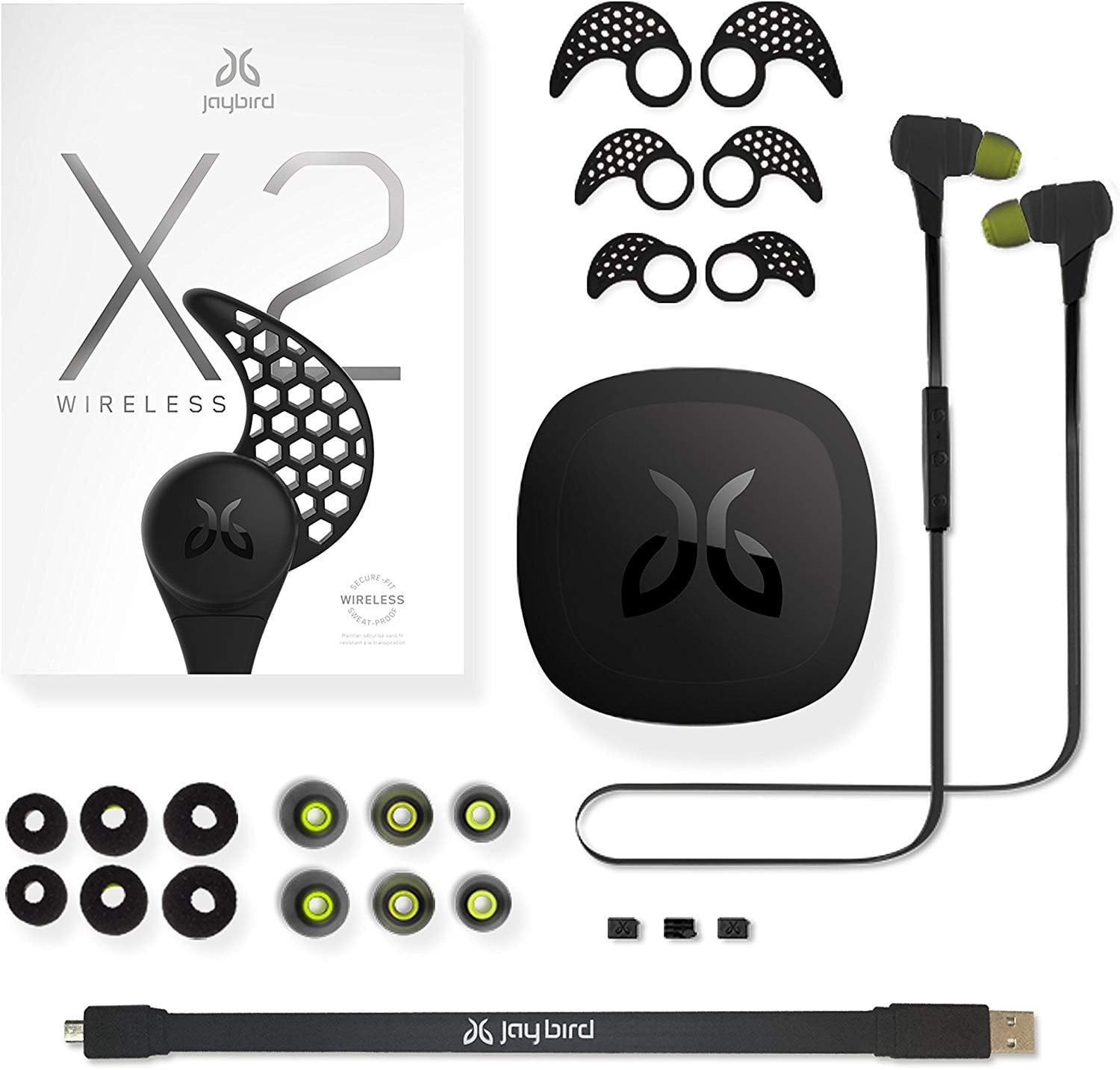 Jaybird Bluetooth Sports In-Ear Headphones, Midnight Black, X2