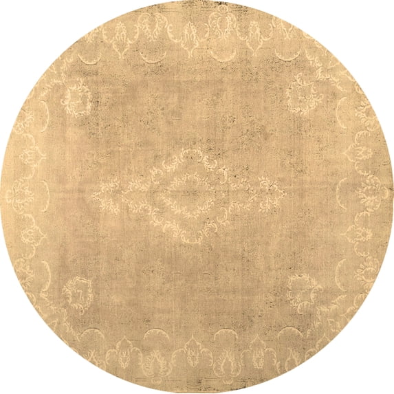 Ahgly Company Indoor Round Abstract Brown Contemporary Area Rugs, 7' Round
