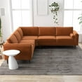 thumbnail image 6 of Pemberly Row Mid-Century Velvet Pillow Back Corner Sofa in Burnt Orange, 6 of 9