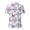 thumbnail image 3 of Xecao Butterflies in Pastel for Mens' Casual Short Sleeve Button-Down Polo Shirts for a Classic Golf Look, 3 of 9