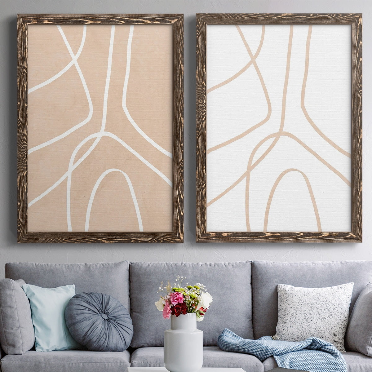 Clean Contour III - Premium Framed Canvas 2 Piece Set - Ready to Hang