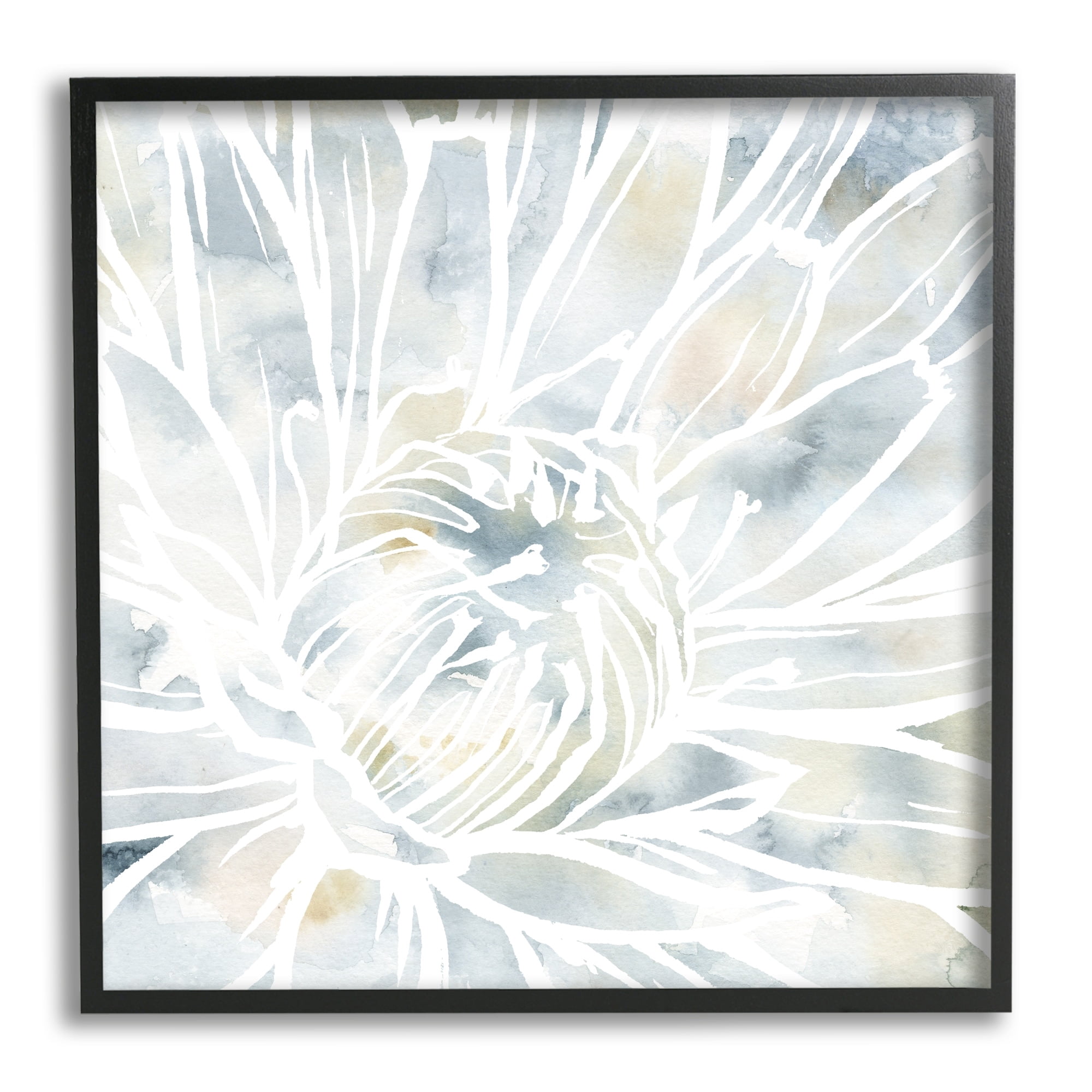 Stupell Industries Flower Petals Stamen Close Up White Outline Graphic Art White Framed Art Print Wall Art, Design by Jackie Decker