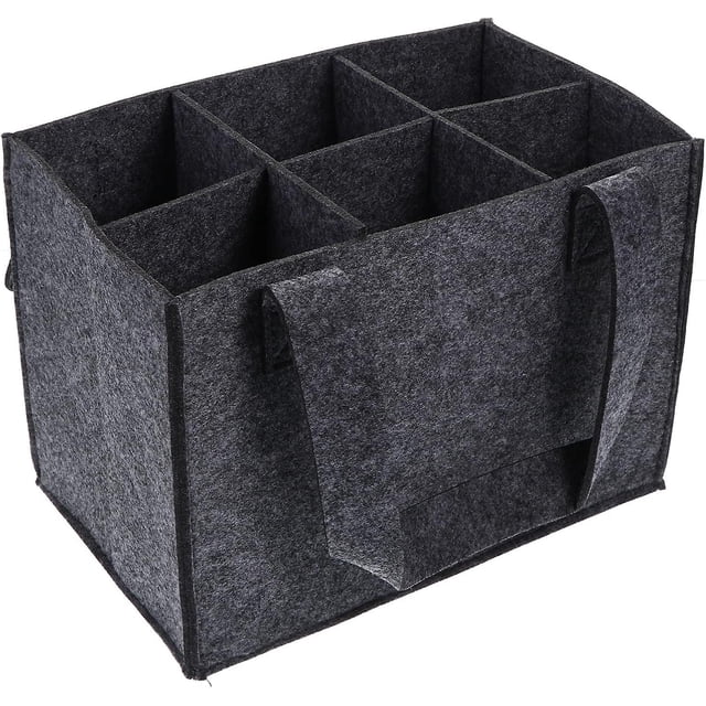 6-Bottle Wine Box Water Bottle Holder Wine Storage Bag Bottle Basket Bottle Bag 6 Bottles Father's Day Gifts with Divider Felt Insulated Bottle