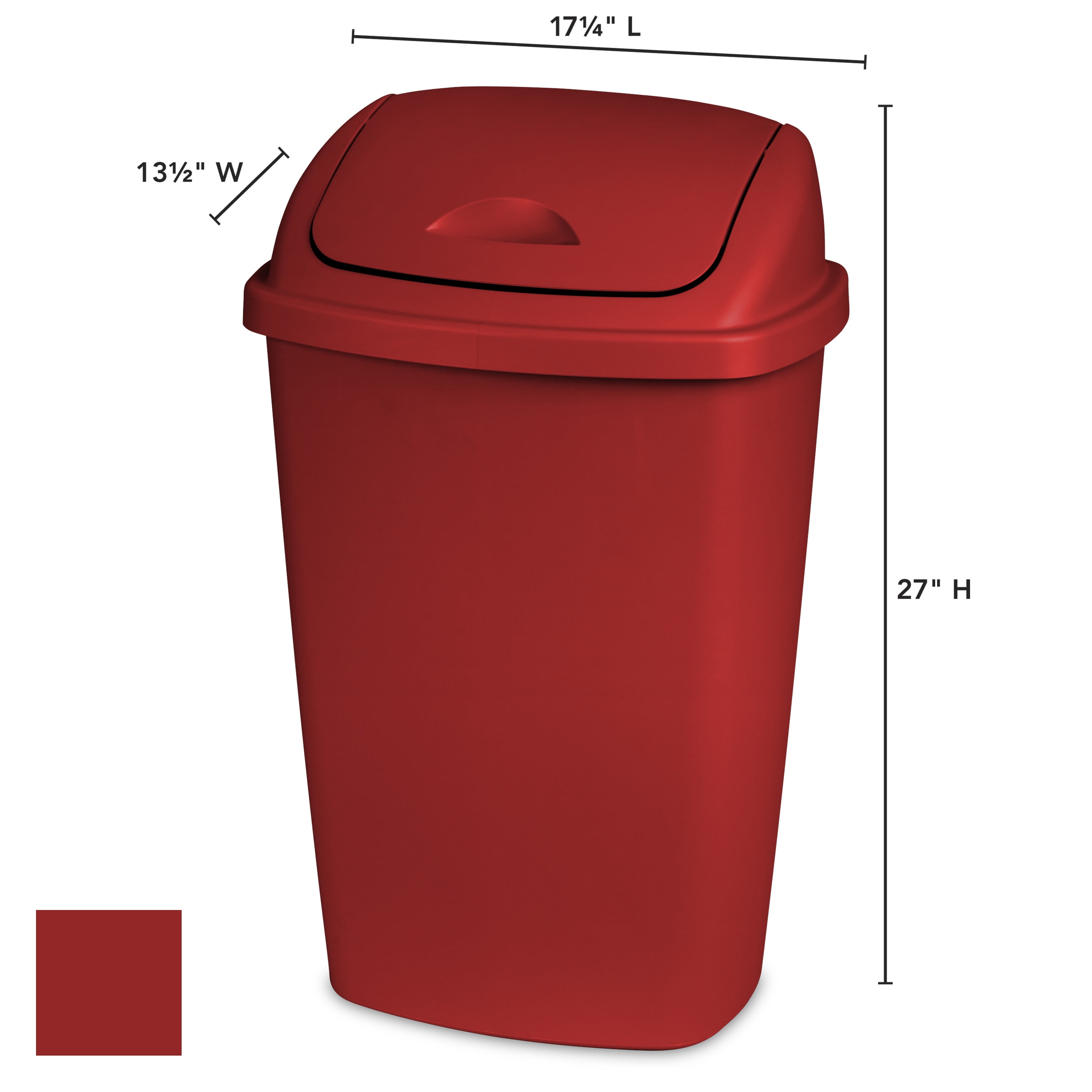 Sterilite 13.2 gal. SwingTop Wastebasket Plastic, Classic Red, Set