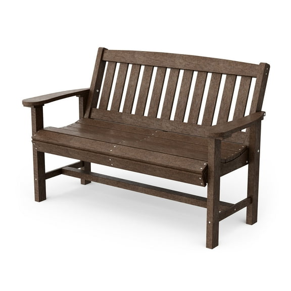 Wildridge Classic Mission Bench, Tudor Brown - Outdoor Weather Resistant Poly Lumber Bench for Patio, Deck, Garden