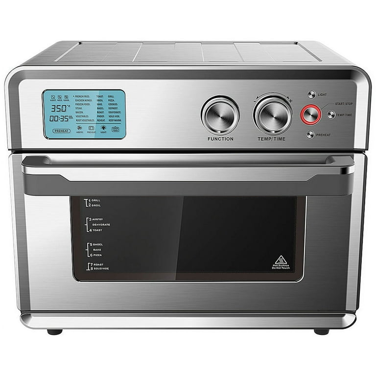 Smart Air Fryer Oven, 1800 W Stainless Steel 26.4 QT Super Big Capacity  Toaster Oven with Practical Accessories (Silver - Mechanical Knob)
