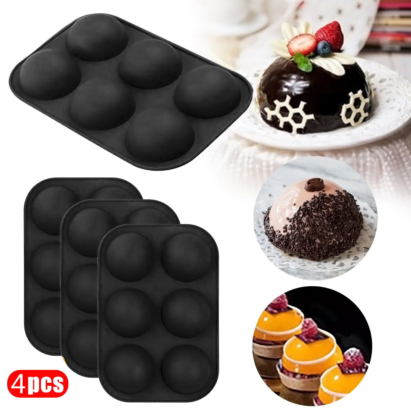 3PCS Half Ball Hemisphere Silicone Cake Mold Baking Mould DIY Chocolate Tray 