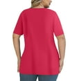 thumbnail image 4 of JGGSPWM Women's Plus Size Short Sleeve Criss Cross Neck Summer Trendy Dressy Casual Tunic Tops Tees Blouses Hot Pink 4XL, 4 of 6