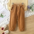 thumbnail image 2 of LYHaoo Girls Corduroy Pants For Toddler Kids Soft Comfortable Casual Long Pants With Elastic Waist For Everyday Wear And Outdoor Activities Casual Flowy Pants Sizes 7-8 Years Brown, 2 of 5