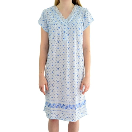 EZI Women's 'Betty' Floral Printed Cotton Nightgown