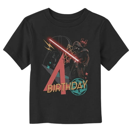 

Toddler s Star Wars Darth Vader 4th Birthday Abstract Background Graphic Tee Black 4T