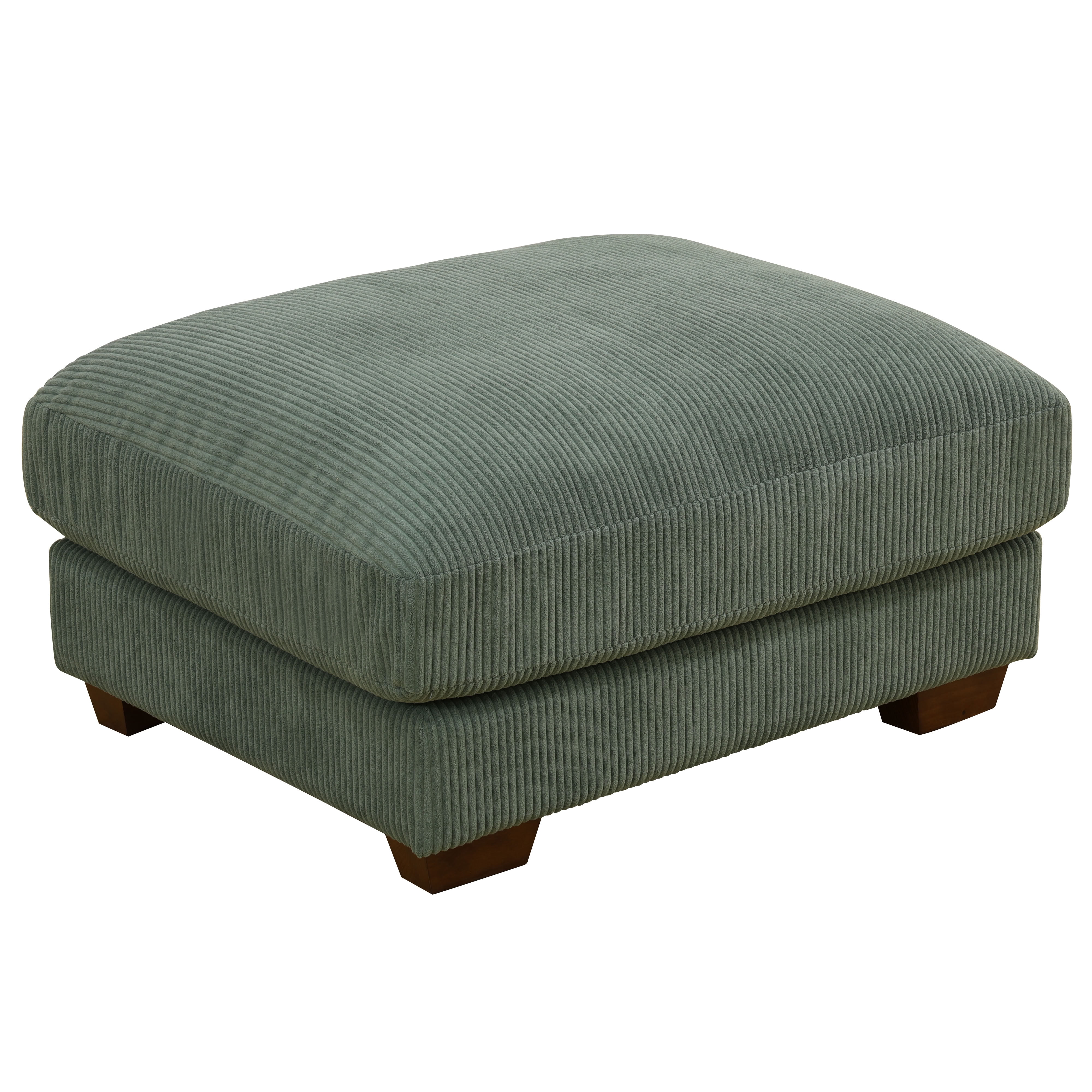MAYEERTY Flocking Fabric Ottoman Footrest, Anti-Insect Solid Wood Frame, Green