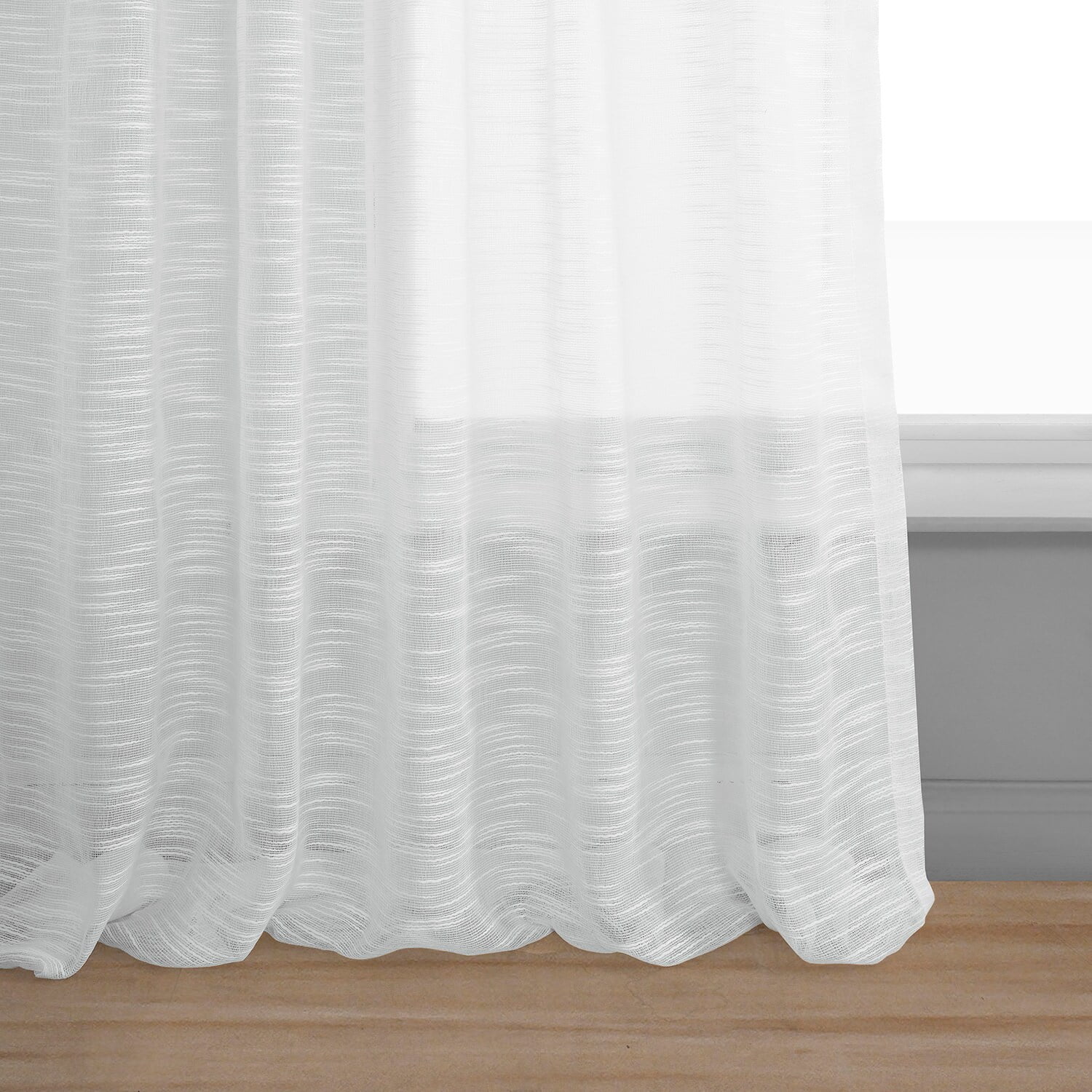 Open Weave White Linen Sheer Curtain (1 Panel), Open Weave White, 50W X 108L