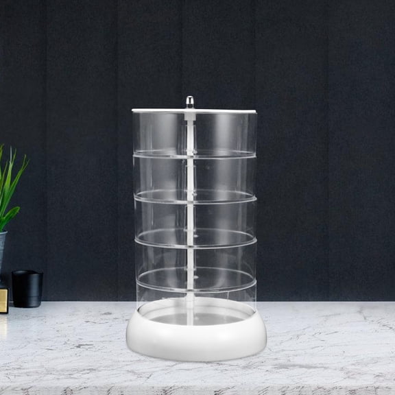 OULII Ivory Acrylic Rotating Desk Organizer Multi Layer Clear Table Storage Box