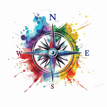 Large Multicolor Compass Vinyl Decal for Cars, Campers, and Laptops – Artistic Adventure Sticker with Boho Aesthetic, Ideal Gift for Explorers, Hikers, Travelers, and Free Spirits