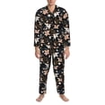 thumbnail image 3 of Yiaed Lilies Flowers Print Men’s Pajamas Set - Long Sleeve Button Down Sleep Shirt and Pajama Bottoms Sleepwear Set Mens Pjs Sets Men's Pajama Bottoms-X-Large, 3 of 7