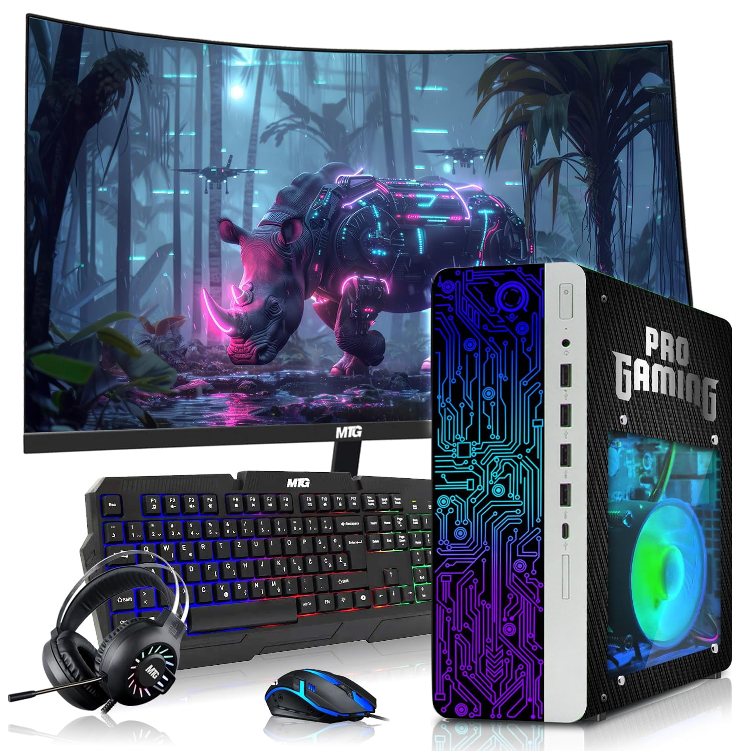 Restored HP G4 Gaming Desktop Computer PC Carbon Black AMD A10-9700,16GB RAM,256GB SSD OS+2x500GB HDD,32 Inch Curve Monitor,GT 730 Graphics,RGB KBM with AI Copilot,WiFi,RGB Headphone,Windows 11 (Refurbished)