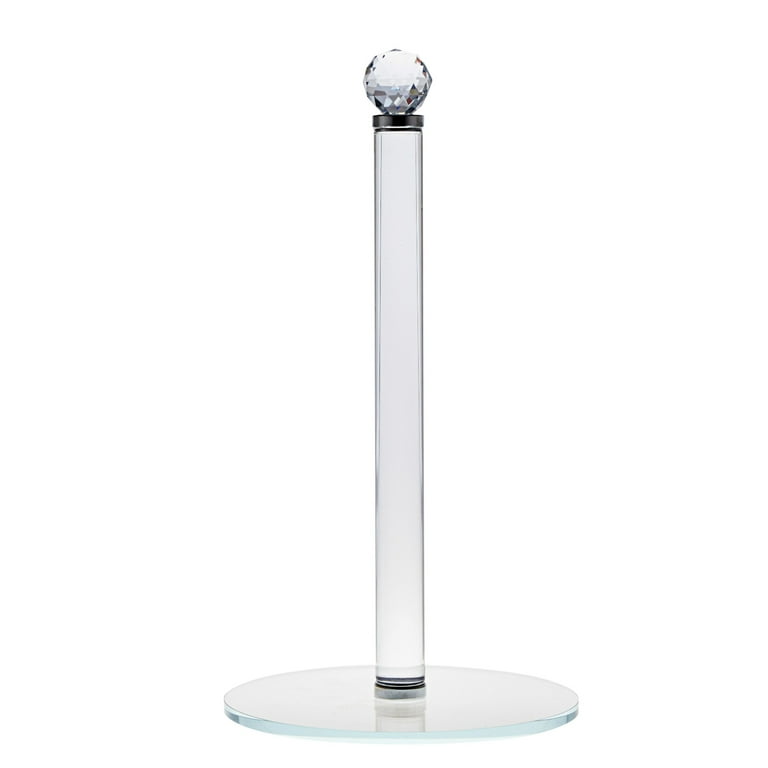 Clear Acrylic Crystal Paper Towel Holder Countertop Stand and Roll  Dispenser for Kitchen, Bathroom, and Break Room, with Spiral Crystal  Designed Tip