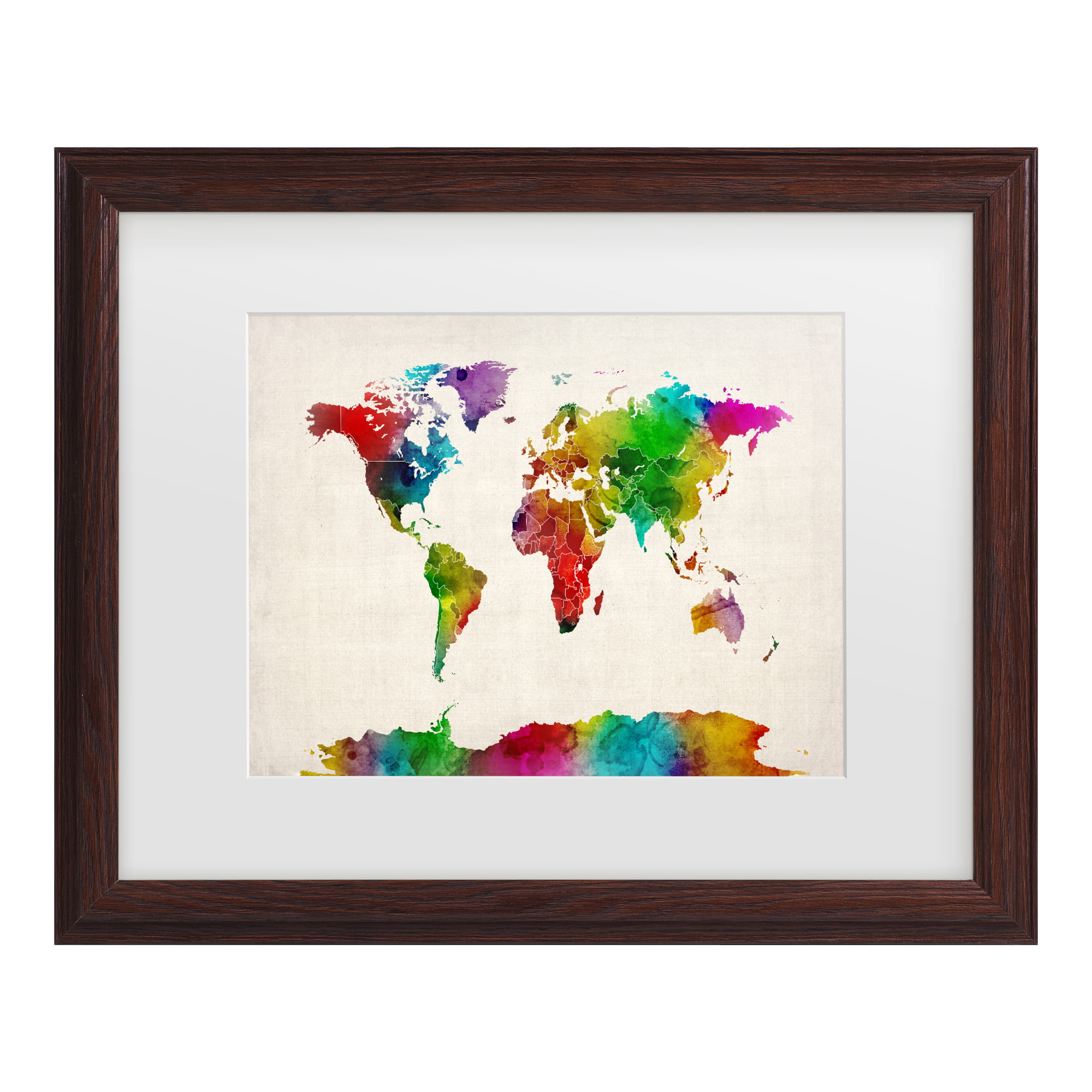 Gold Ornate Frame World Map Canvas Wall Art by Michael Tompsett 16 by 20-Inch Wood Frame