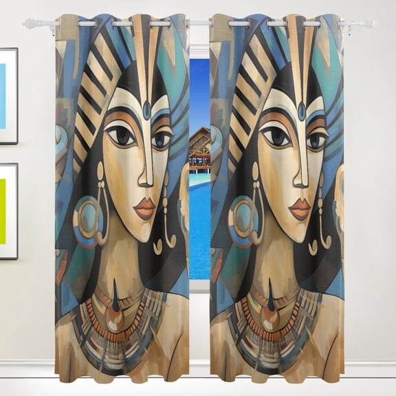 The Queen Of Egypt Abstract Curtains Black Out 72 Inch Length Curtains for Sliding Glass Doors Bedroom Living Room 2 Pack