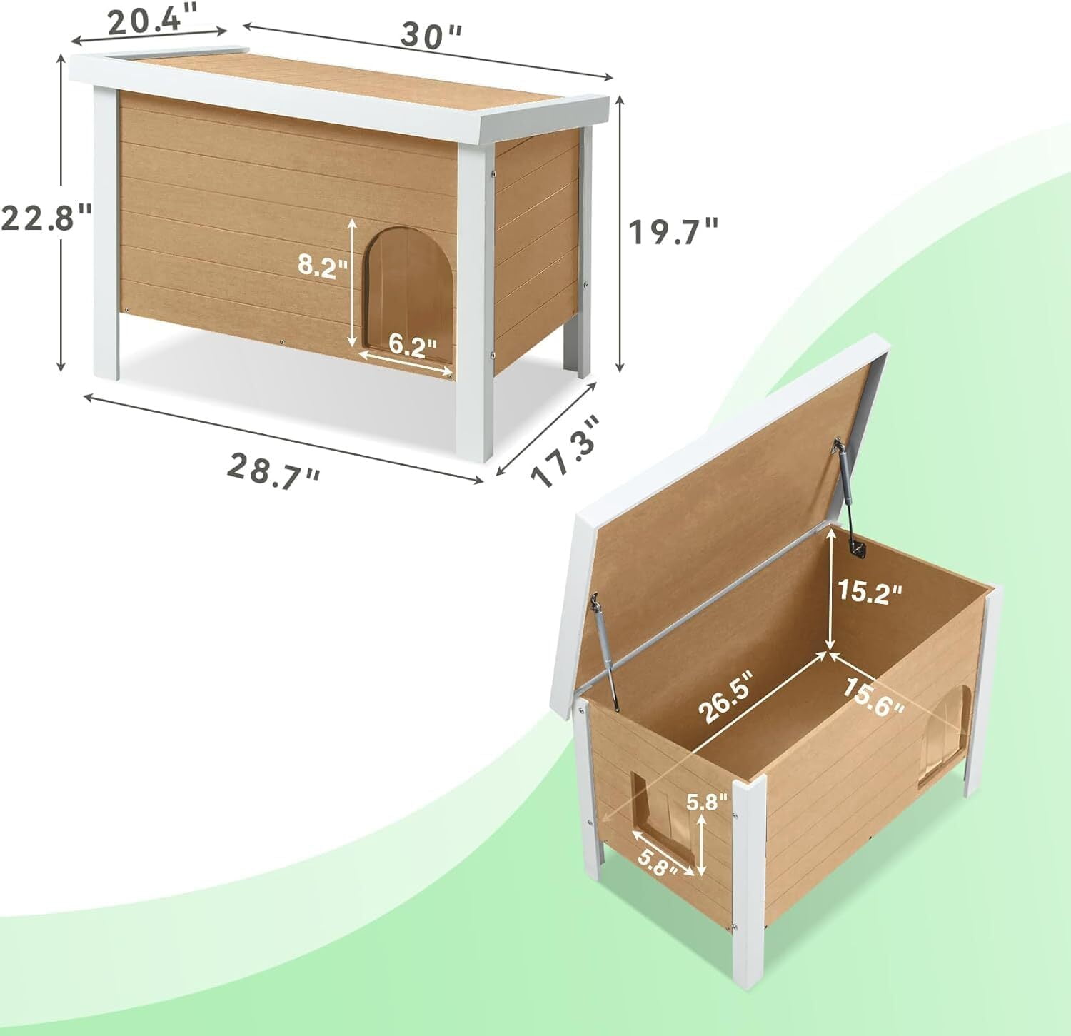 GONICHA Outdoor Cat House Weatherproof, Poly Lumber Cat Houses for Outdoor Cats Insulated, Feral Cat Shelter with Escape Door and Openable Roof ,Teak color