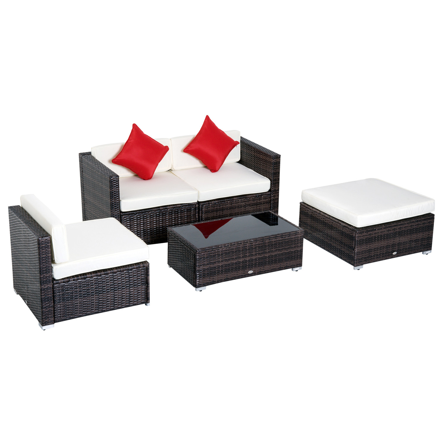 Online Gym Shop CB15460 Outdoor Patio PE Rattan Wicker Sofa Chaise Lounge Furniture - 5 Piece - image 3 of 10