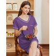 thumbnail image 4 of Ekouaer Nightgowns for Women Short Sleeve Sleep Shirts V Neck Nightshirts Soft Sleepshirt Caual T Shirt Sleepdress, 4 of 6