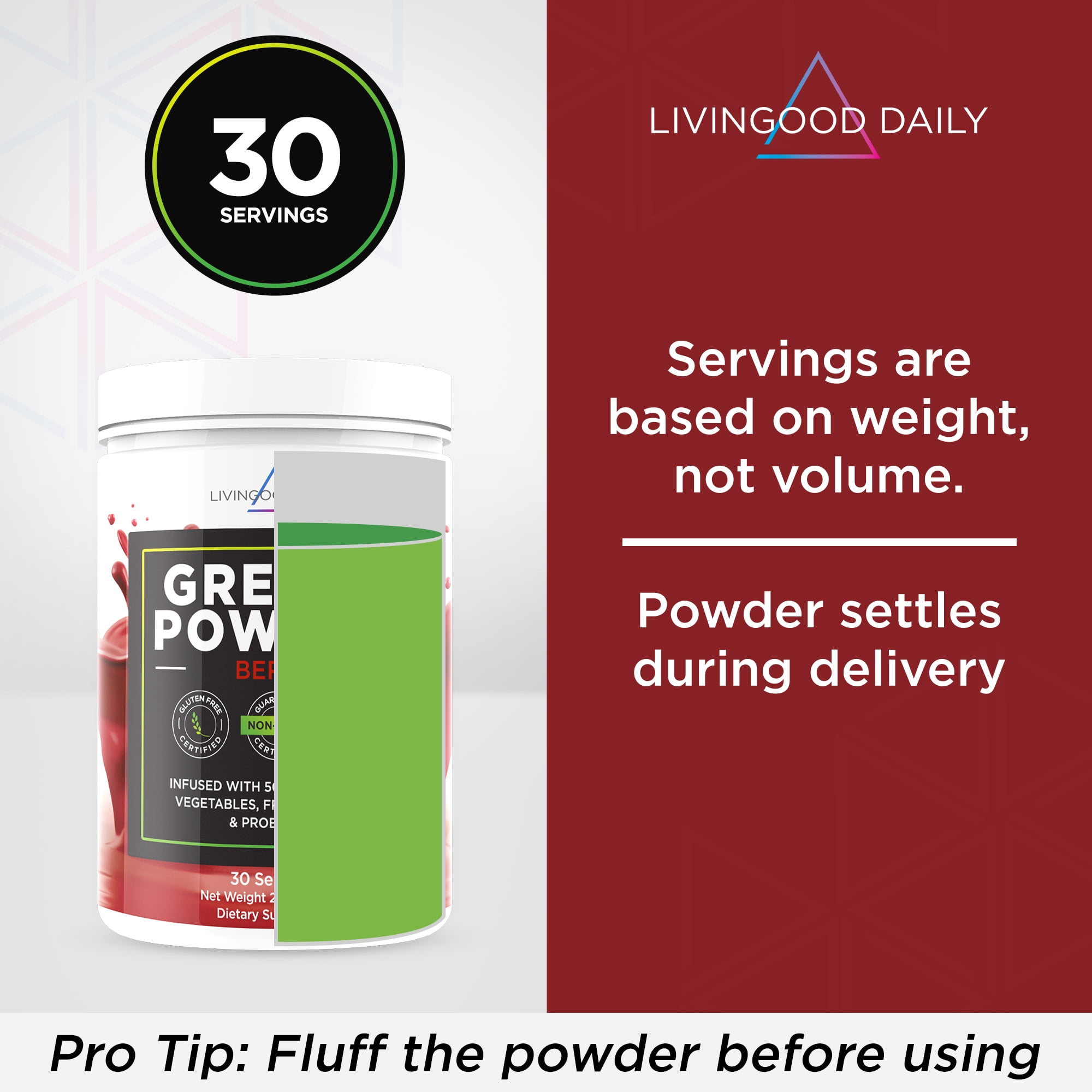 Buy Livingood Daily Super Greens Powder Berry Green Superfood Powder