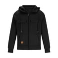 thumbnail image 3 of Fall Winter Mens Tactical Zip Up Hoodie Regular Fit Long Sleeve Sweatshirt Jacket Cargo Sleeve Casual Hiking Streetwear Black M, 3 of 4