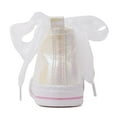 thumbnail image 4 of Little Girls Kids Sneakers Bowknot Pearl Ribbon Canvas Shoes Glitter Walking Shoes Toddler Sparkle Lace Up Glimmer Lightweight High Top White Size 8, 4 of 6
