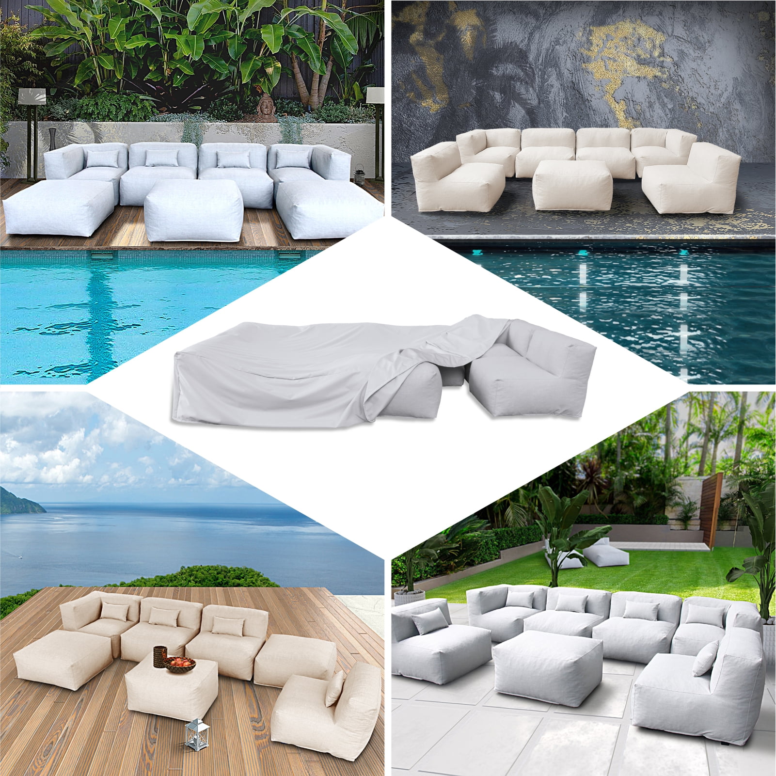Evita Waterproof Patio Sofa Cover, 148.8" L x 76.4" W x 27.2" H, Outdoor Furniture Cover, Heavy Duty 290G Polyester, Windproof Patio Couch Cover, All Weather Protection