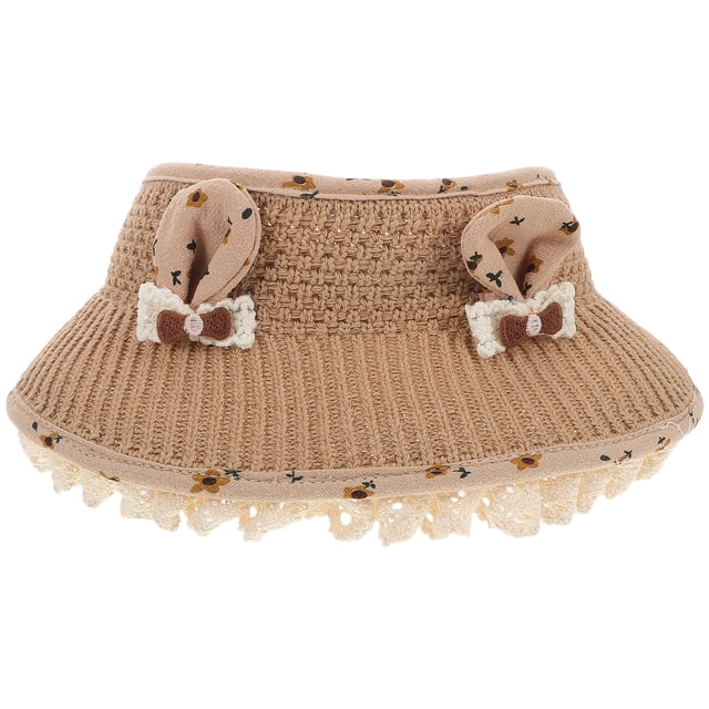 Sombrero de verano para niña: Visera superior vacía para niños con ala ancha y orejas de conejo - Gorra transpirable para jugar al aire libre o ir a la playa
